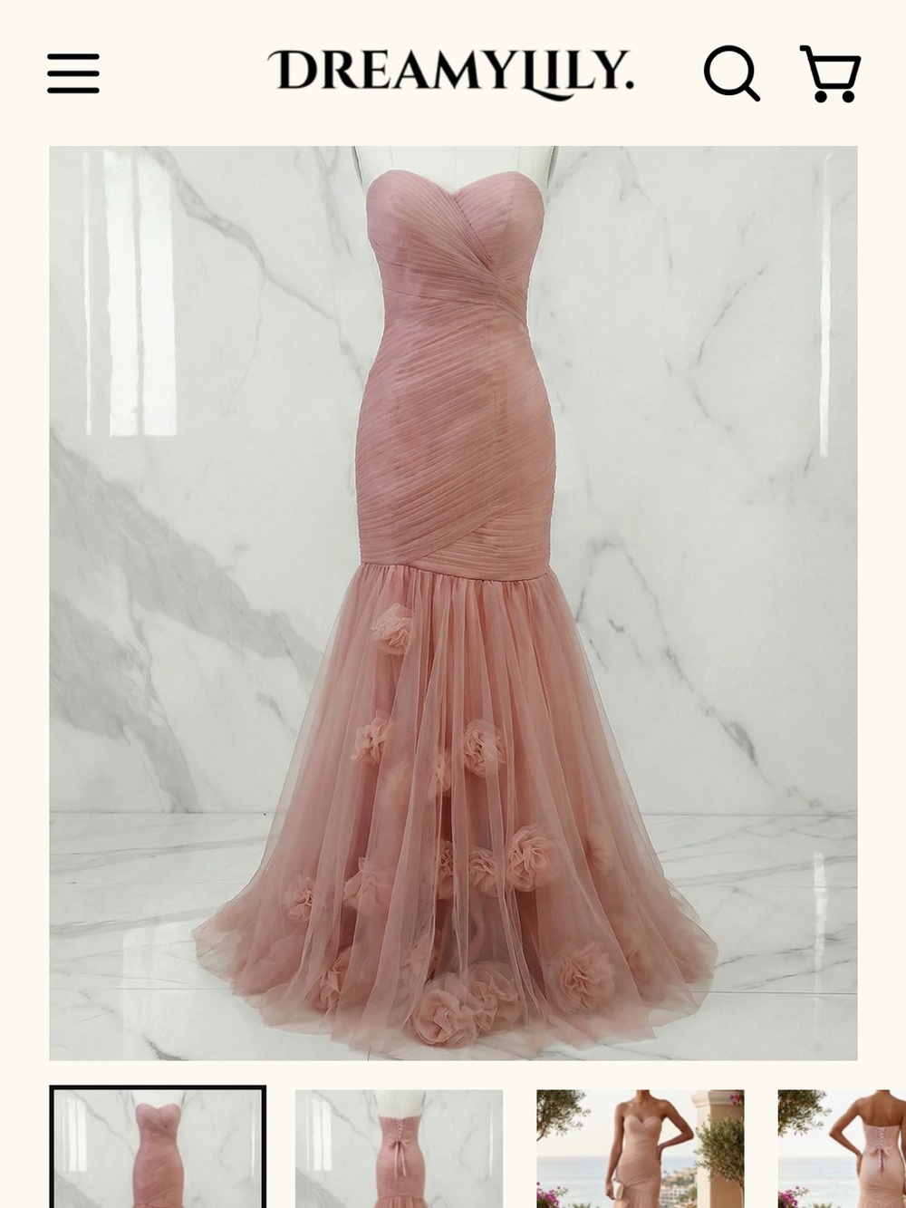 Sweetheart Tulle Pleat Mermaid Prom Dress in Dusty Rose